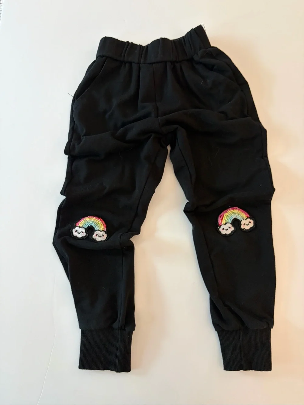 Lola + The Boys Black Joggers with Rainbow Knee Patches - Play condition